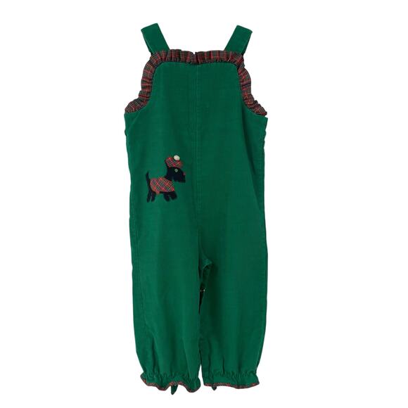 Vintage Betti Terell Scotty Dog Embroidered Corduroy Plaid Jumper 18-24 Months - Picture 1 of 6